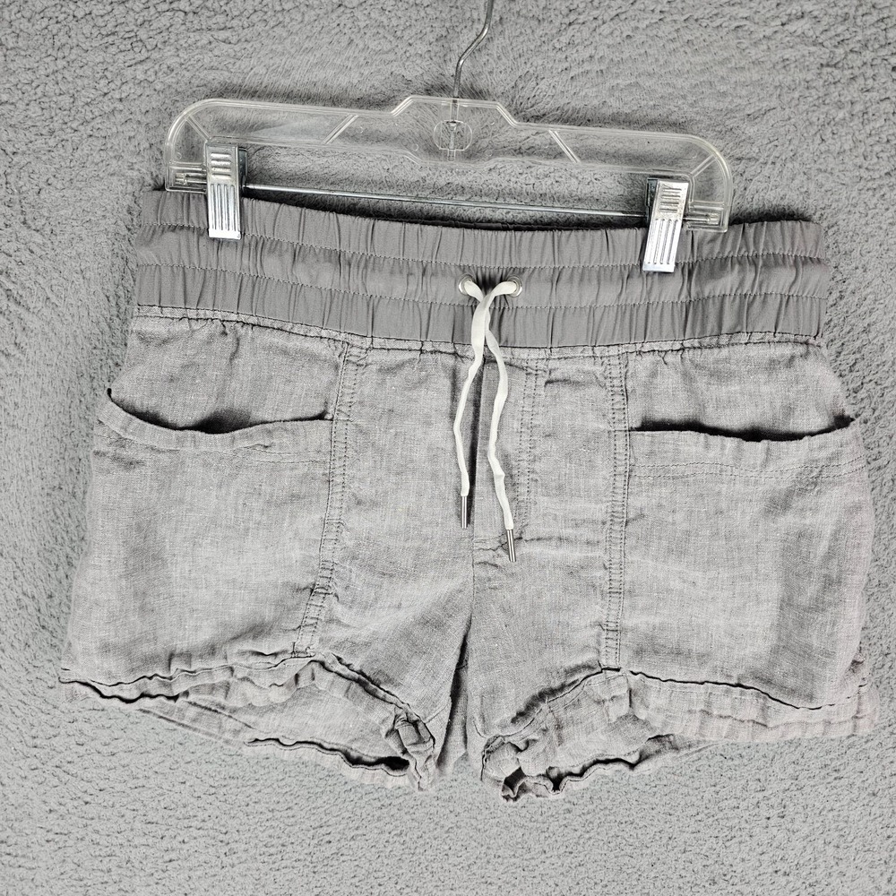 Athleta Shorts Women 6 Gray Cabo Linen Elastic Drawstring Waist Chino
